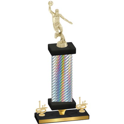 Premium Single Silver Carbon Fiber First Place Basketball Trophy