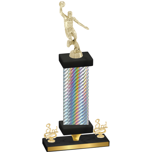 Premium Single Silver Carbon Fiber Third Place Basketball Trophy