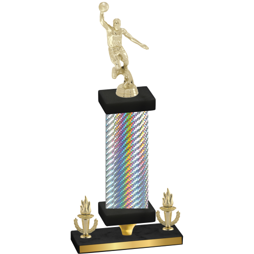 Premium Single Silver Carbon Fiber Victory Basketball Trophy