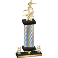 Premium Single Silver Carbon Fiber Year Flag Football Trophy