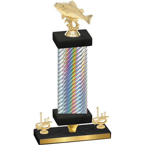 Premium Single Silver Carbon Fiber First Place Fishing Trophy