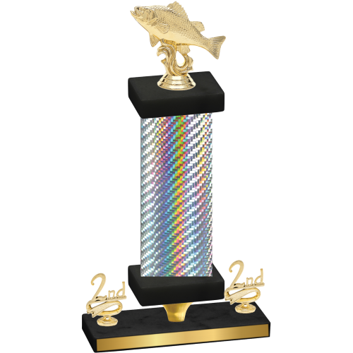 Premium Single Silver Carbon Fiber Second Place Fishing Trophy