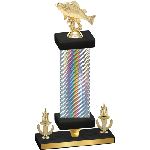 Premium Single Silver Carbon Fiber Victory Fishing Trophy