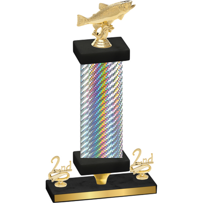 Premium Single Silver Carbon Fiber Second Place Fishing Trophy