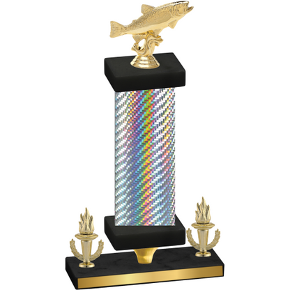 Premium Single Silver Carbon Fiber Victory Fishing Trophy