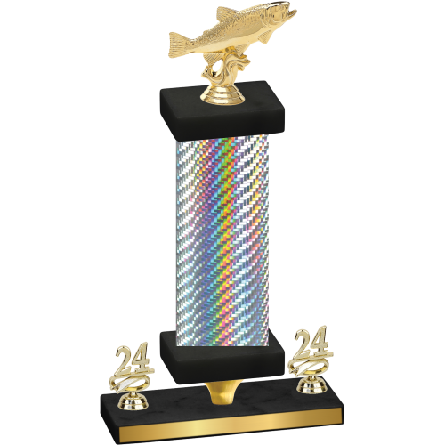 Premium Single Silver Carbon Fiber Year Fishing Trophy