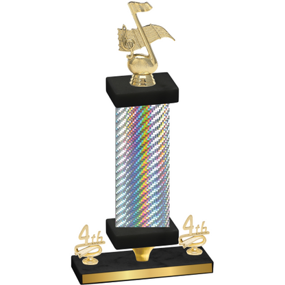 Premium Single Silver Carbon Fiber Fourth Place Music Trophy