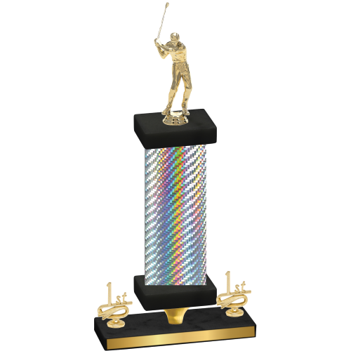 Premium Single Silver Carbon Fiber First Place Golf Trophy