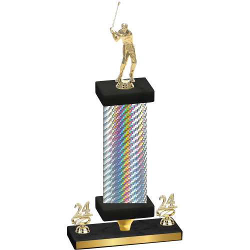 Premium Single Silver Carbon Fiber Year Golf Trophy