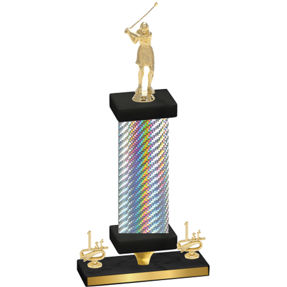 Premium Single Silver Carbon Fiber First Place Golf Trophy