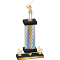 Premium Single Silver Carbon Fiber Fourth Place Golf Trophy