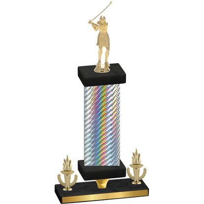 Premium Single Silver Carbon Fiber Victory Golf Trophy