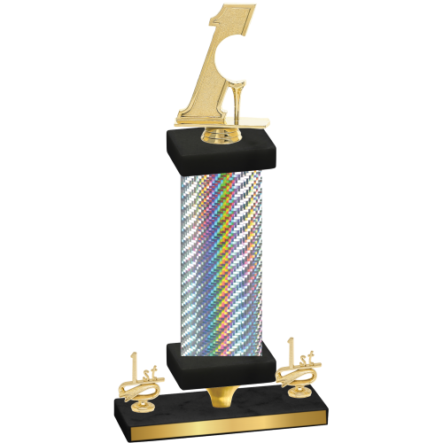 Premium Single Silver Carbon Fiber First Place Golf Trophy