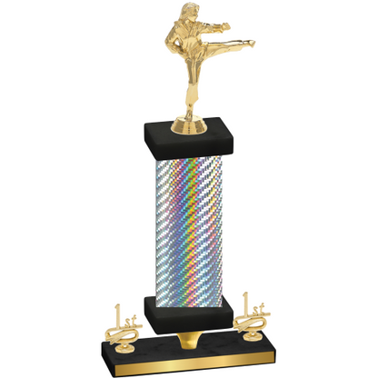 Premium Single Silver Carbon Fiber First Place Karate Trophy