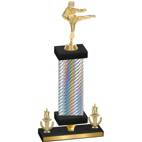 Premium Single Silver Carbon Fiber Victory Karate Trophy