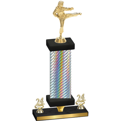 Premium Single Silver Carbon Fiber Year Karate Trophy