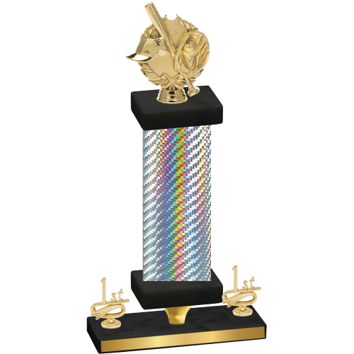 Premium Single Silver Carbon Fiber First Place Baseball Trophy