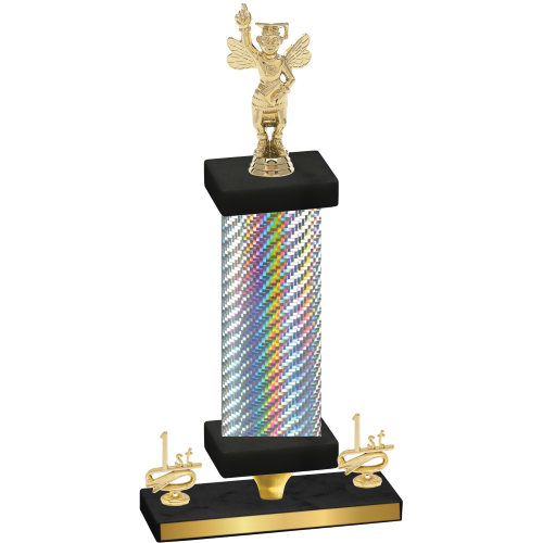 Premium Single Silver Carbon Fiber First Place Academics Trophy