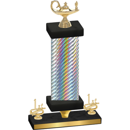 Premium Single Silver Carbon Fiber First Place Academics Trophy