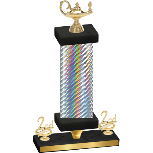 Premium Single Silver Carbon Fiber Second Place Academics Trophy