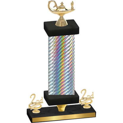 Premium Single Silver Carbon Fiber Second Place Academics Trophy