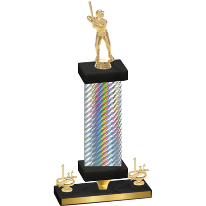 Premium Single Silver Carbon Fiber First Place Baseball Trophy