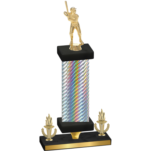 Premium Single Silver Carbon Fiber Victory Baseball Trophy