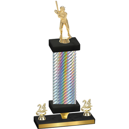 Premium Single Silver Carbon Fiber Year Baseball Trophy