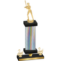 Premium Single Silver Carbon Fiber Second Place Softball Trophy