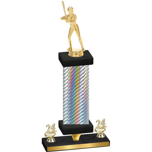 Premium Single Silver Carbon Fiber Year Softball Trophy
