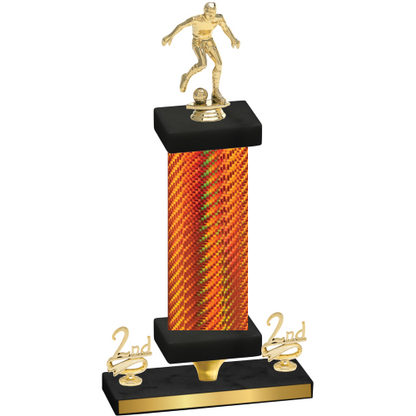 Premium Single Orange Carbon Fiber Second Place Soccer Trophy