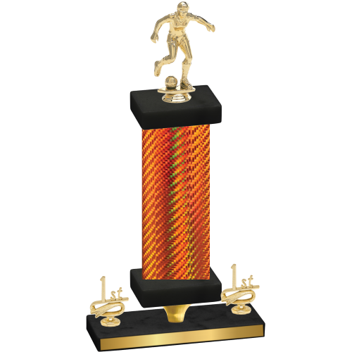 Premium Single Orange Carbon Fiber First Place Soccer Trophy