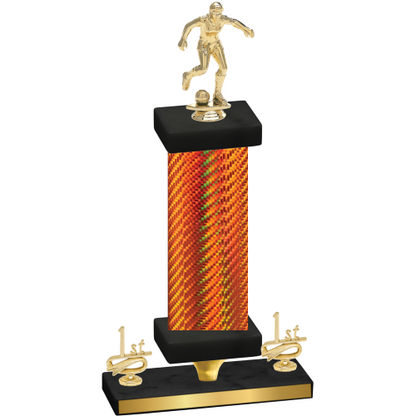 Premium Single Orange Carbon Fiber First Place Soccer Trophy