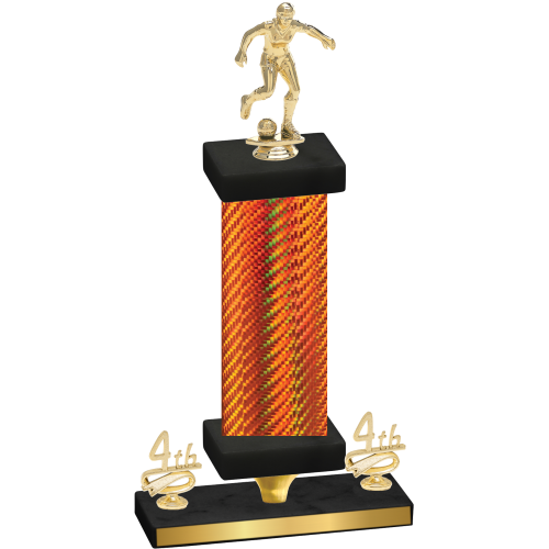 Premium Single Orange Carbon Fiber Fourth Place Soccer Trophy