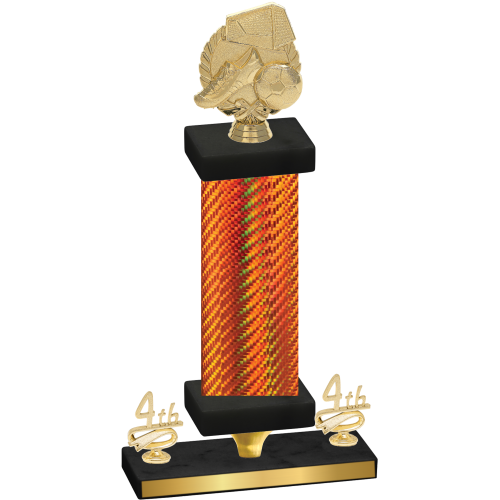 Premium Single Orange Carbon Fiber Fourth Place Soccer Trophy
