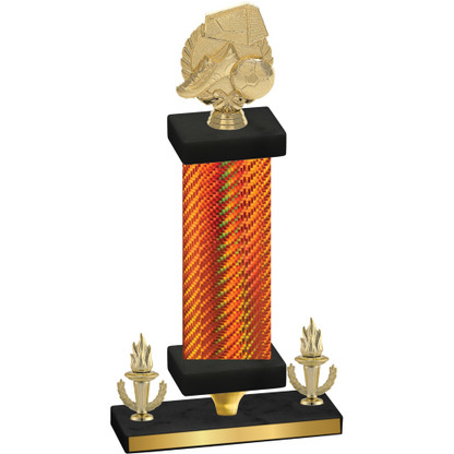 Premium Single Orange Carbon Fiber Victory Soccer Trophy