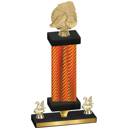 Premium Single Orange Carbon Fiber Year Soccer Trophy