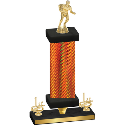 Premium Single Orange Carbon Fiber First Place Rugby Trophy
