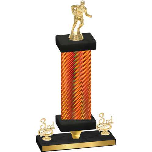Premium Single Orange Carbon Fiber Third Place Rugby Trophy