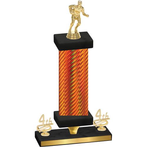Premium Single Orange Carbon Fiber Fourth Place Rugby Trophy