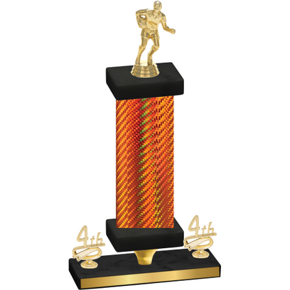 Premium Single Orange Carbon Fiber Fourth Place Rugby Trophy