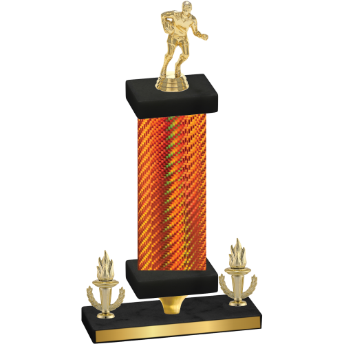 Premium Single Orange Carbon Fiber Victory Rugby Trophy