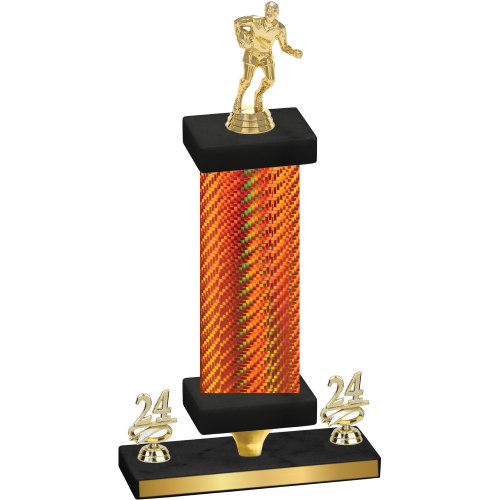 Premium Single Orange Carbon Fiber Year Rugby Trophy