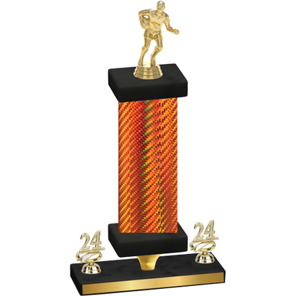 Premium Single Orange Carbon Fiber Year Rugby Trophy