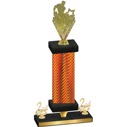 Premium Single Orange Carbon Fiber Second Place Rugby Trophy