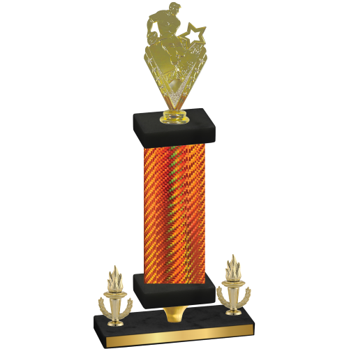 Premium Single Orange Carbon Fiber Victory Rugby Trophy