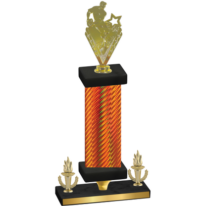 Premium Single Orange Carbon Fiber Victory Rugby Trophy
