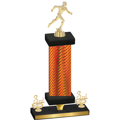 Premium Single Orange Carbon Fiber Third Place Running Trophy