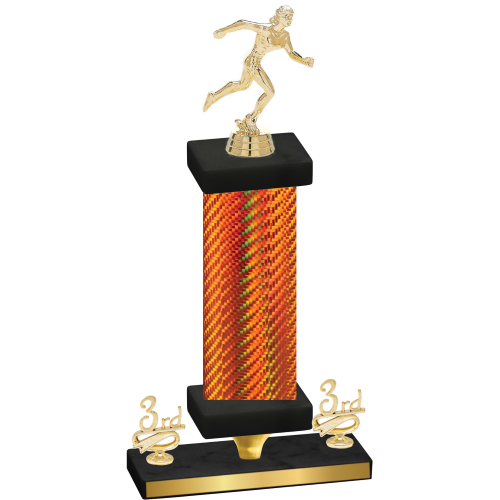 Premium Single Orange Carbon Fiber Third Place Running Trophy