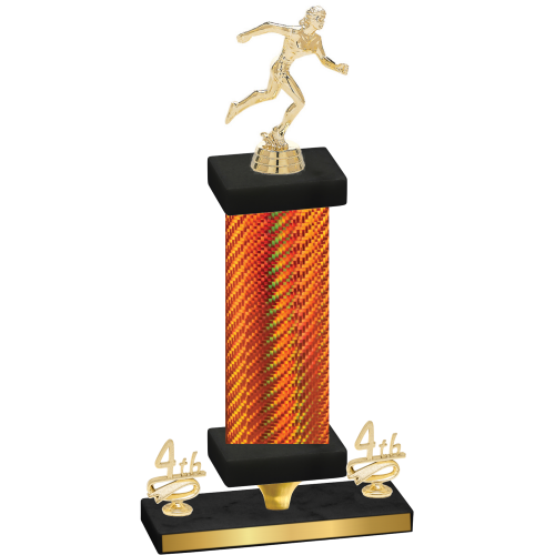 Premium Single Orange Carbon Fiber Fourth Place Running Trophy